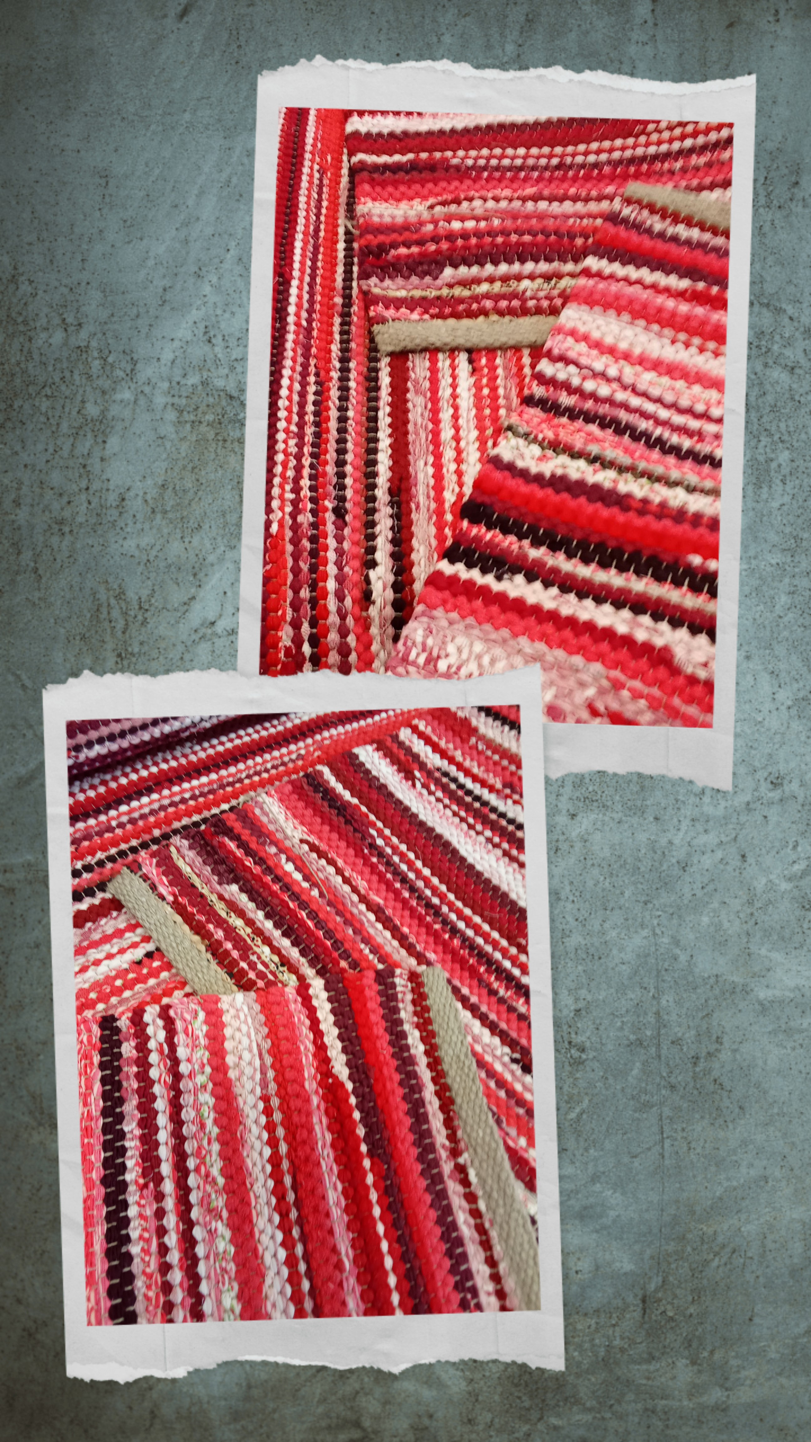 Teppich Nr. 66/26 in recyclete Baumwolle, Farbe "gemischt" Rot