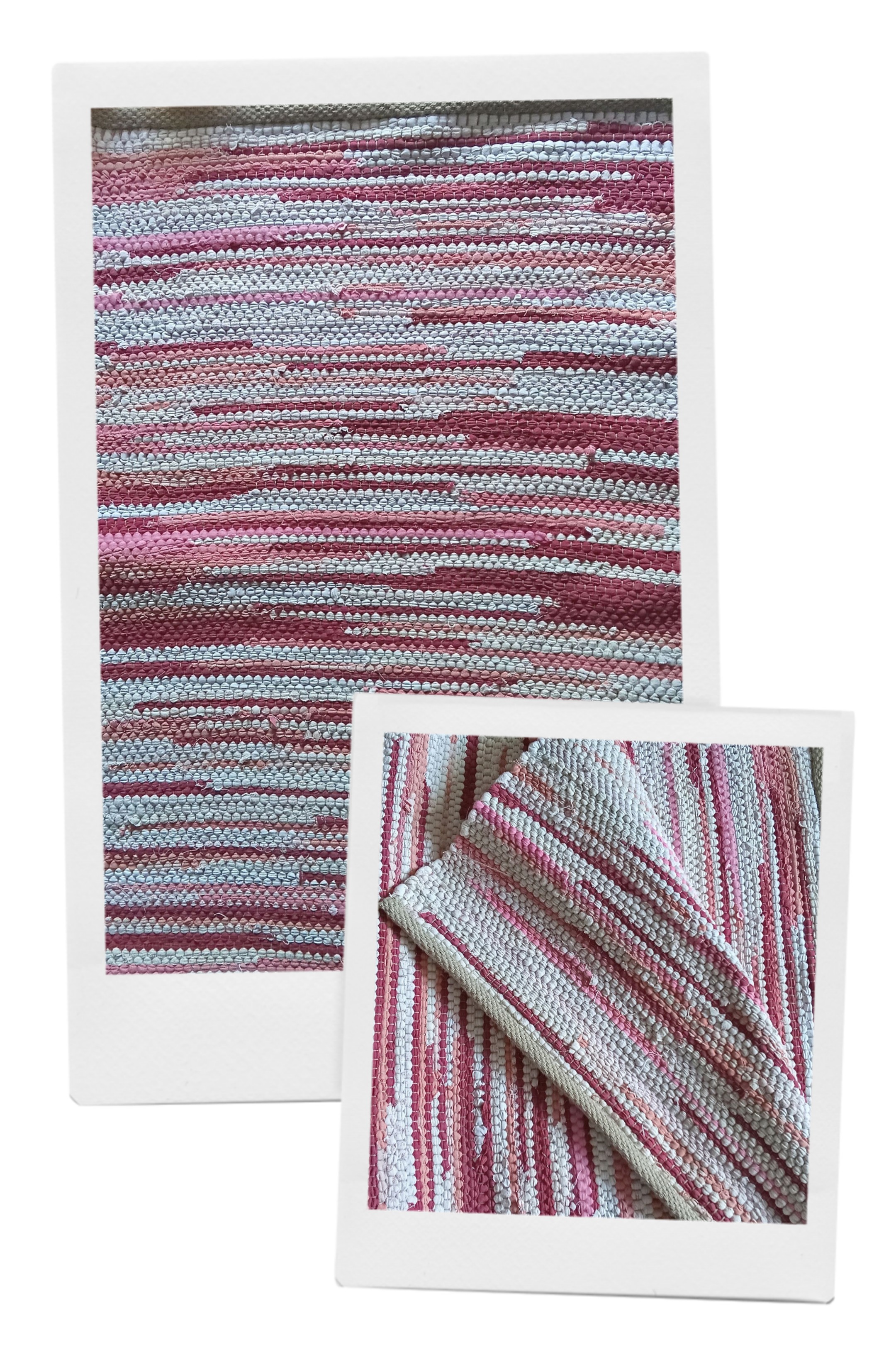 Teppich Nr. 70a/26 in recyclete Baumwolle Farbe gemischt Rosa und Weiss