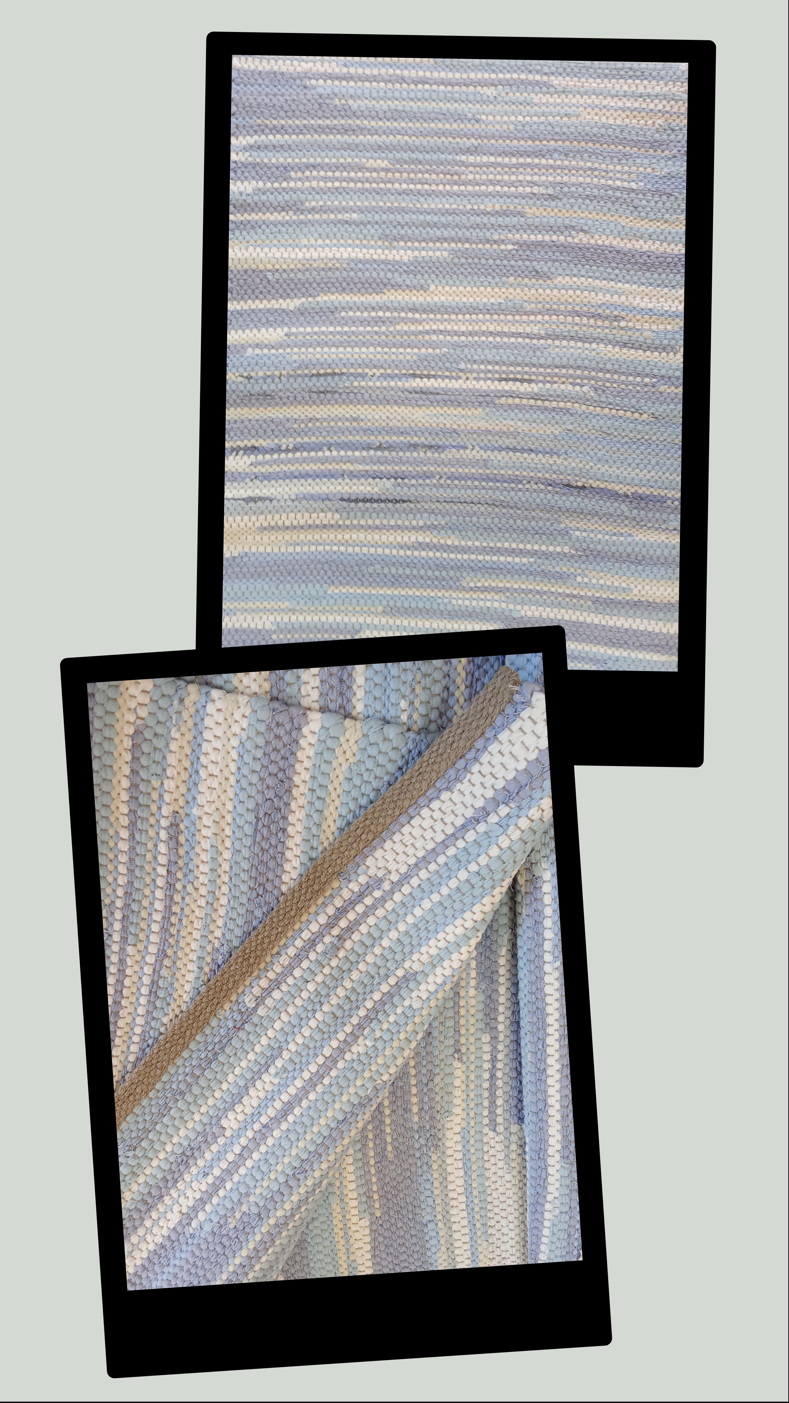 Teppich nr. 36/26 in recyclete Baumwolle, Farbe gemischt Blau und Weiss