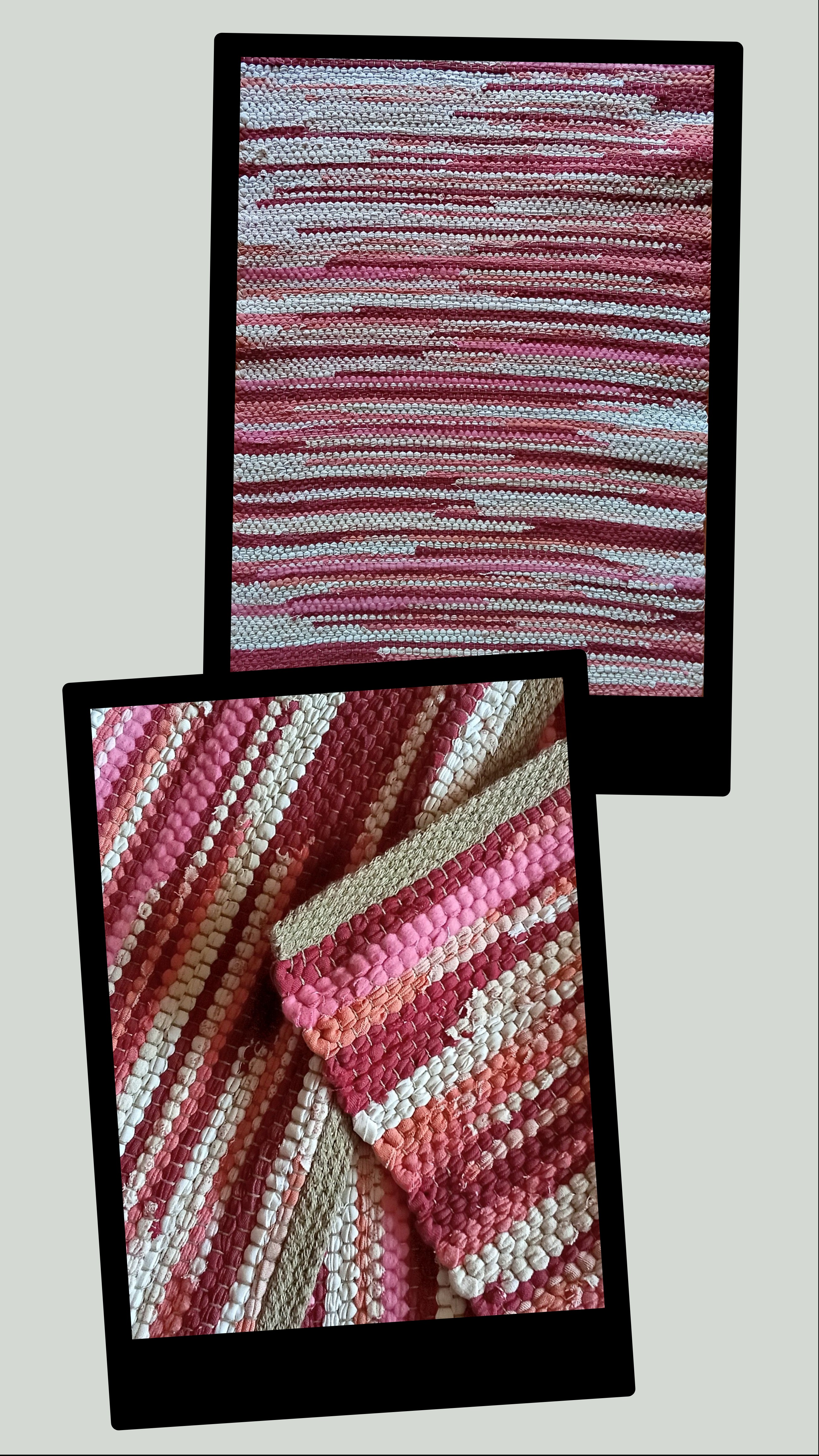 Teppich Nr. 66a/26 in recyclete Baumwolle, Farbe gemischt Rosa und Weiss