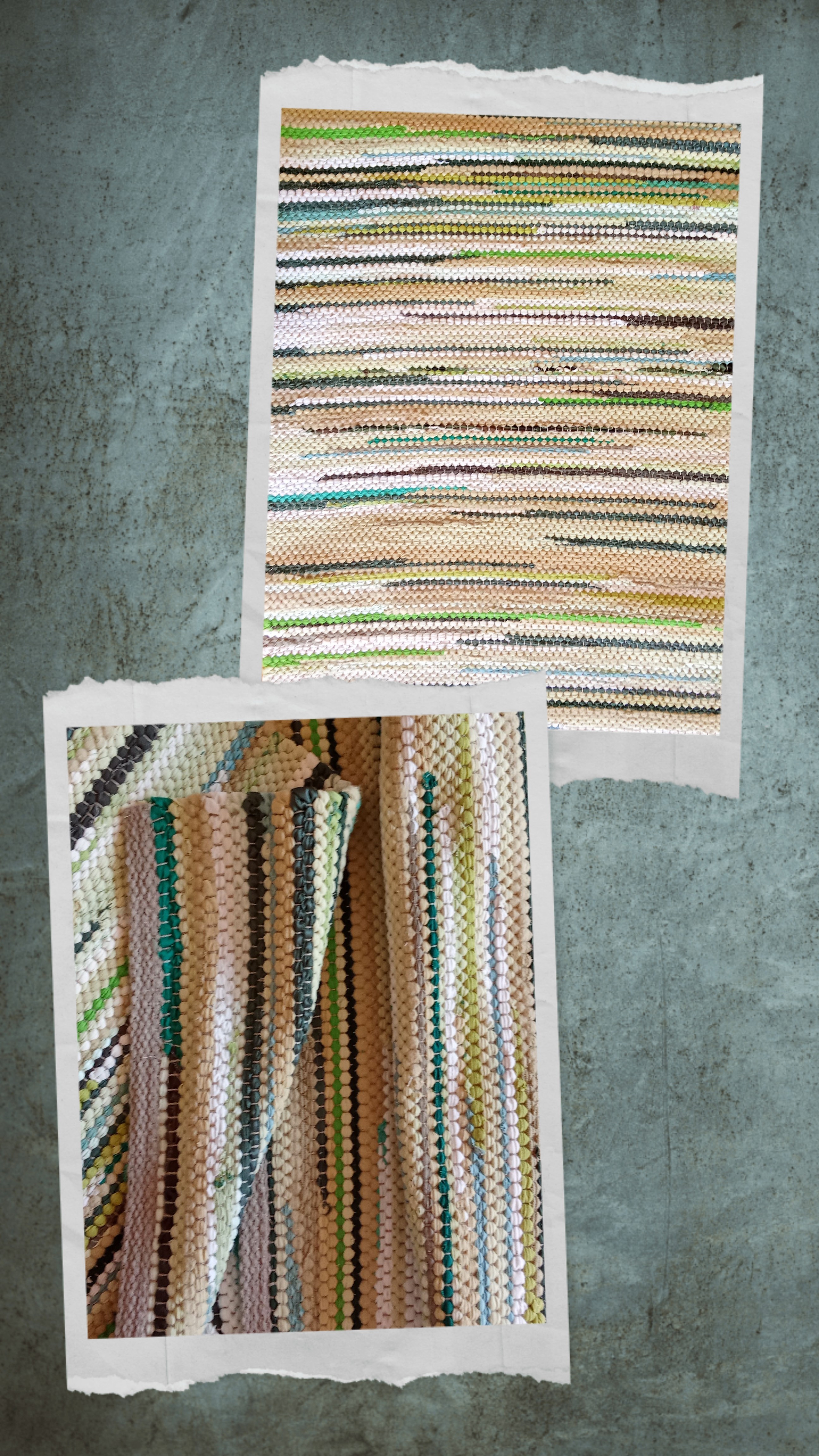 Teppich Nr. 101/26 in recyclete Baumwolle, Farbe "gemischt" Grün
