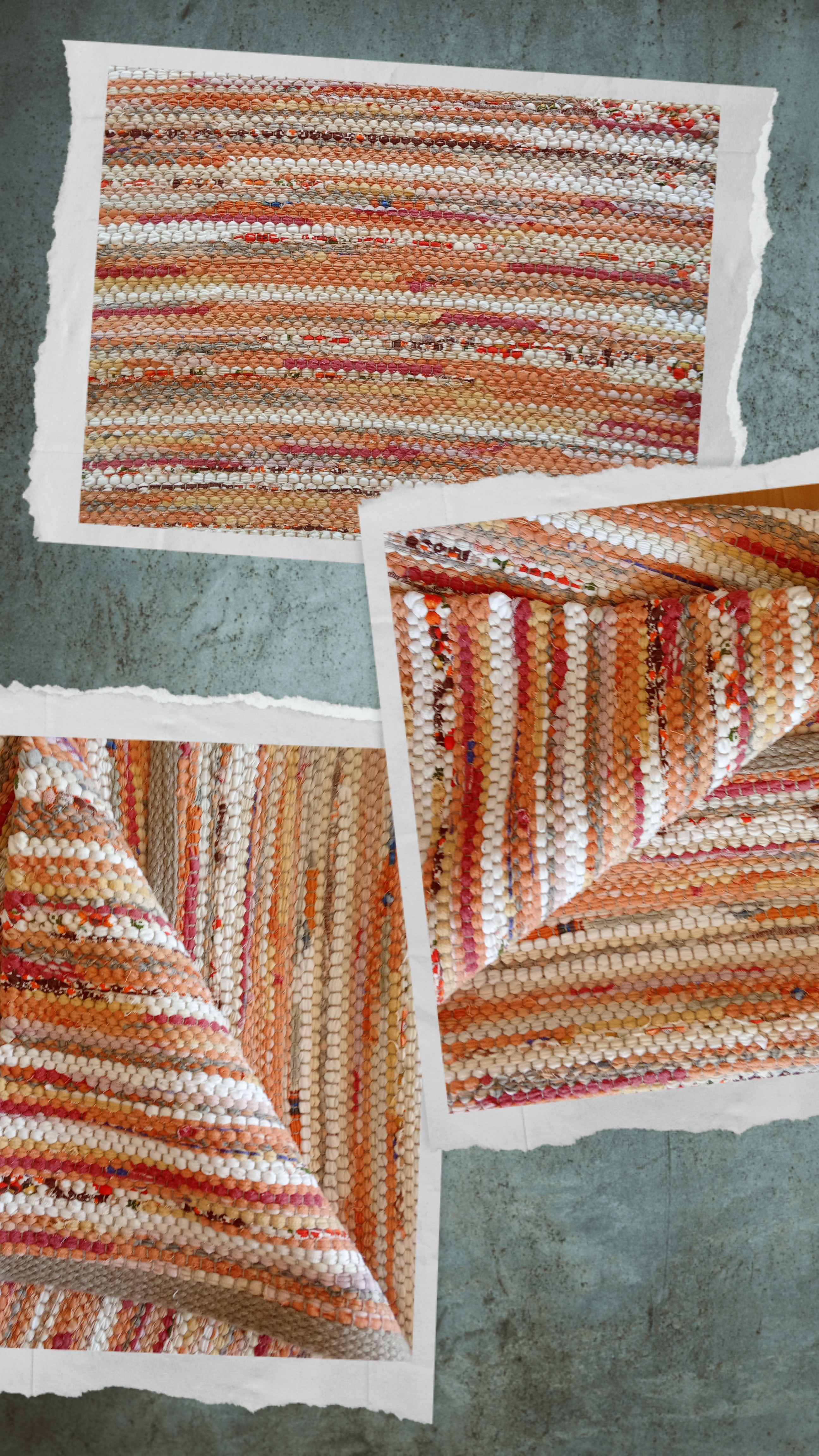 Teppich Nr. 56/26 in recyclete Baumwolle, Farbe "gemischt" Orange