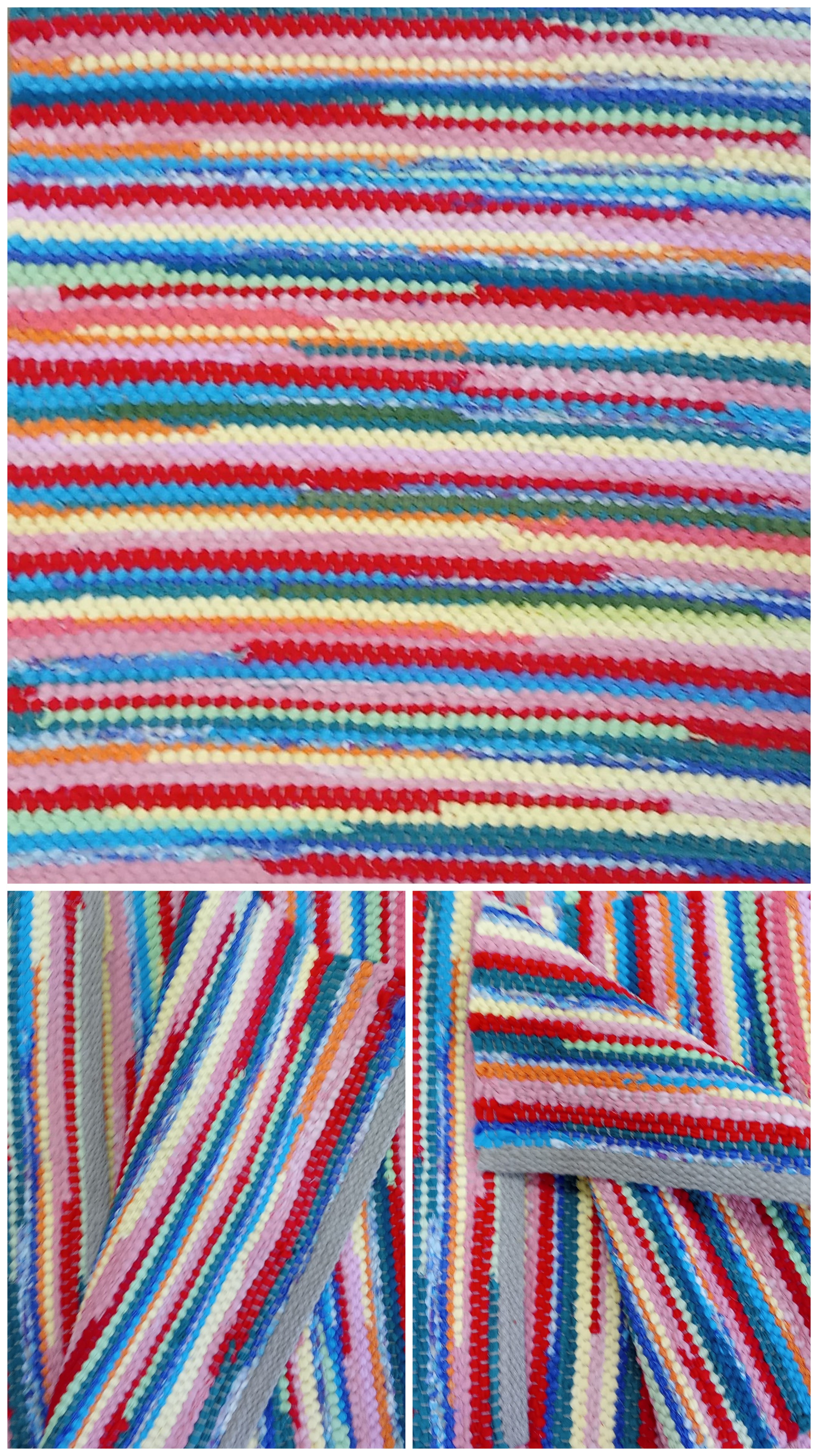 Teppich Nr. 75/26 in recyclete Baumwolle, Farbe "gemischt" Weiss und Rot