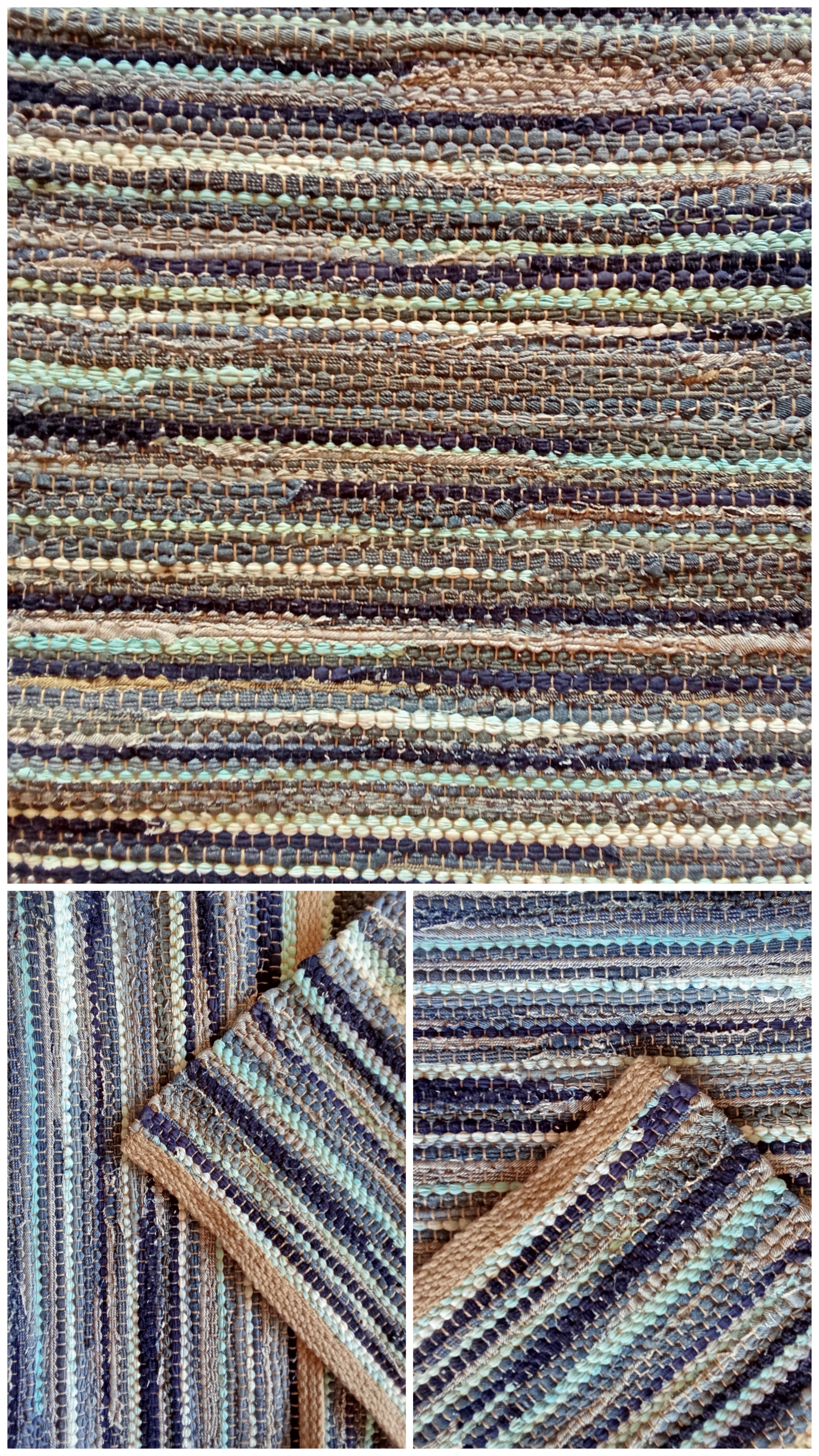 Teppich Nr. 45/26 in recyclete Baumwolle, Farbe "gemischt" Blau, Azzurro, Schwarz und Weiss