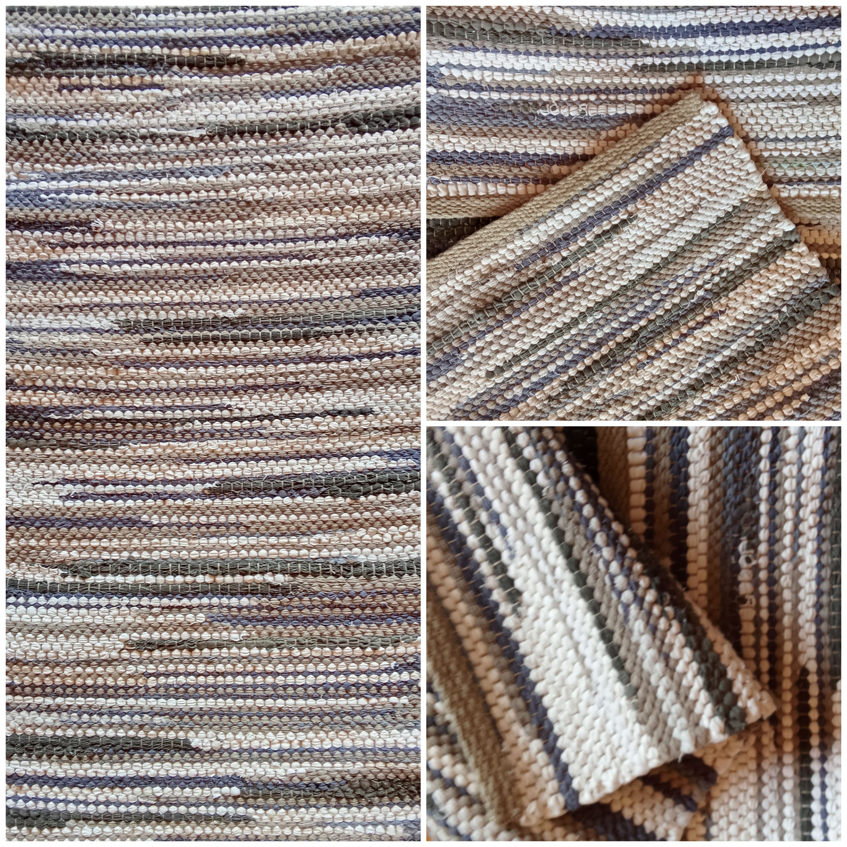 Teppich Nr. 105/26 in recyclete Baumwolle, Farbe gemischt Grau, Blau und Weiss