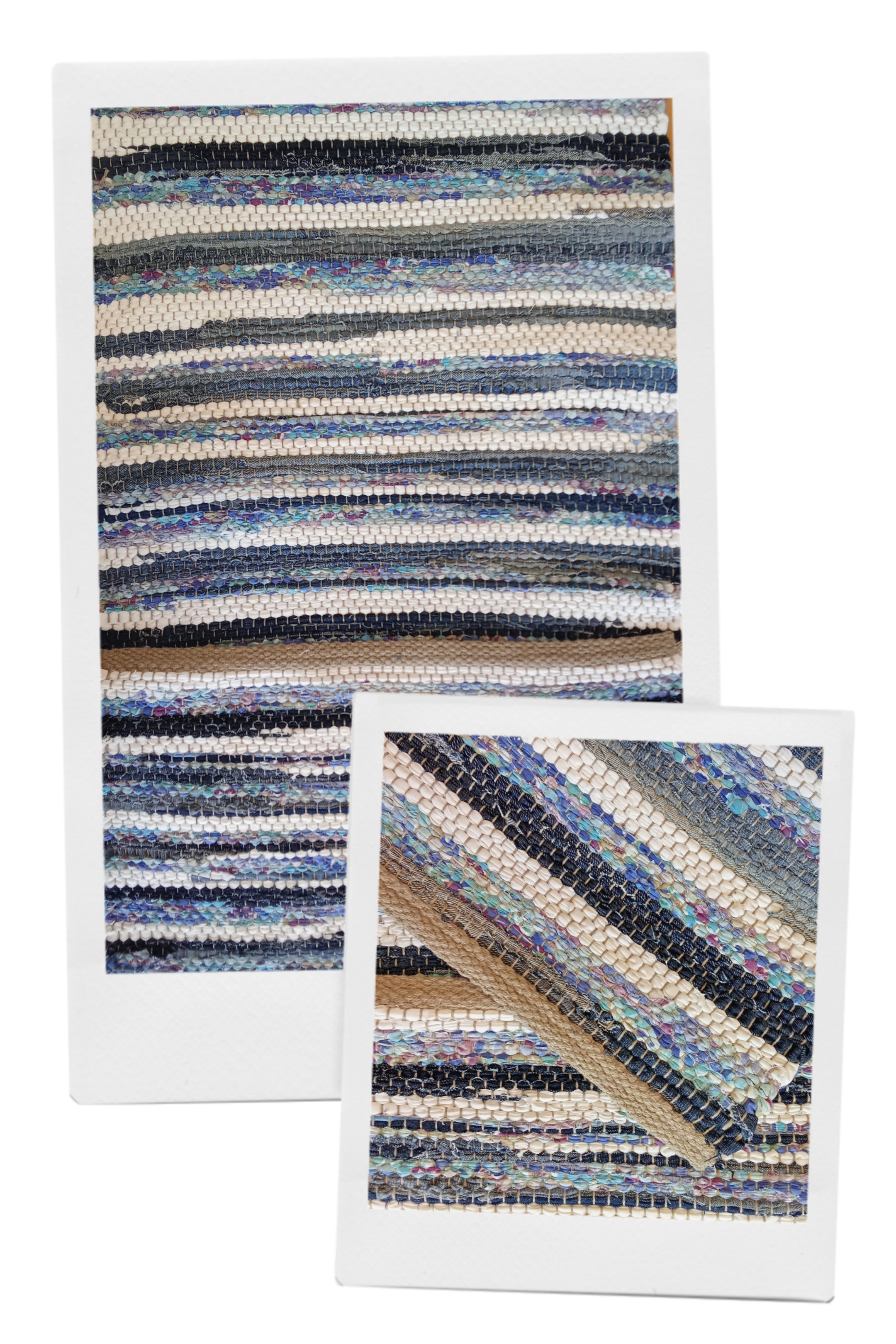 Teppich Nr. 117/26 in recyclete Baumwolle, Farbe gemischt Jeans und Azzurro