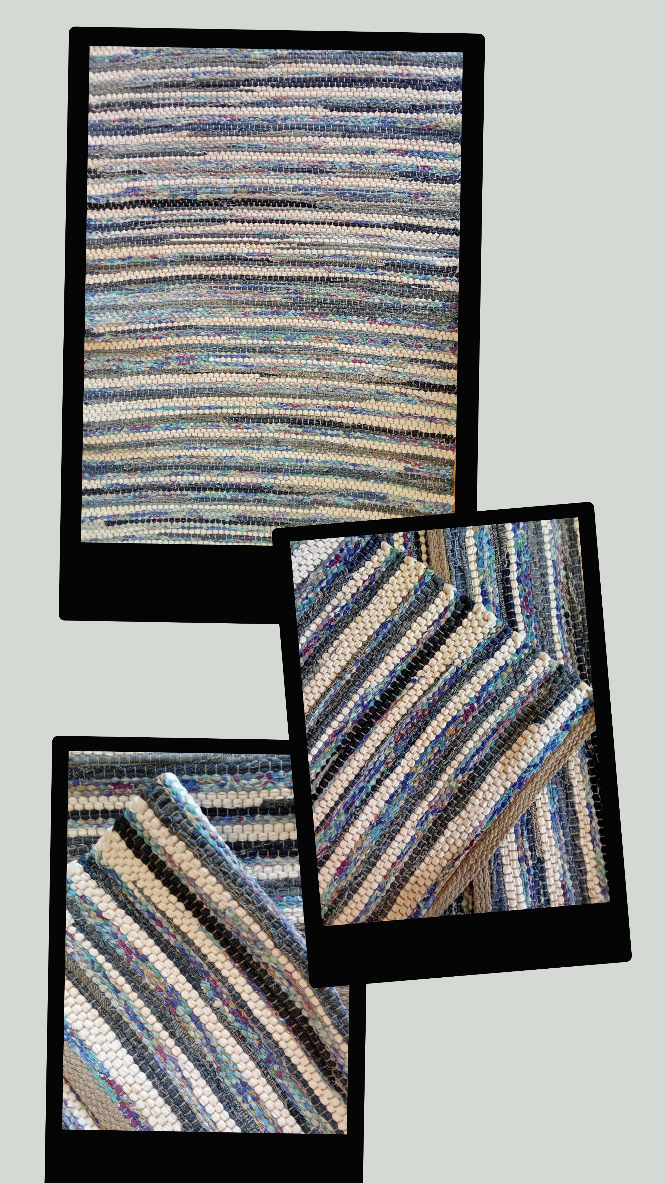 Teppich Nr. 118/26 in recyclete Baumwolle, Farbe gemischt Jeans und Azzurro
