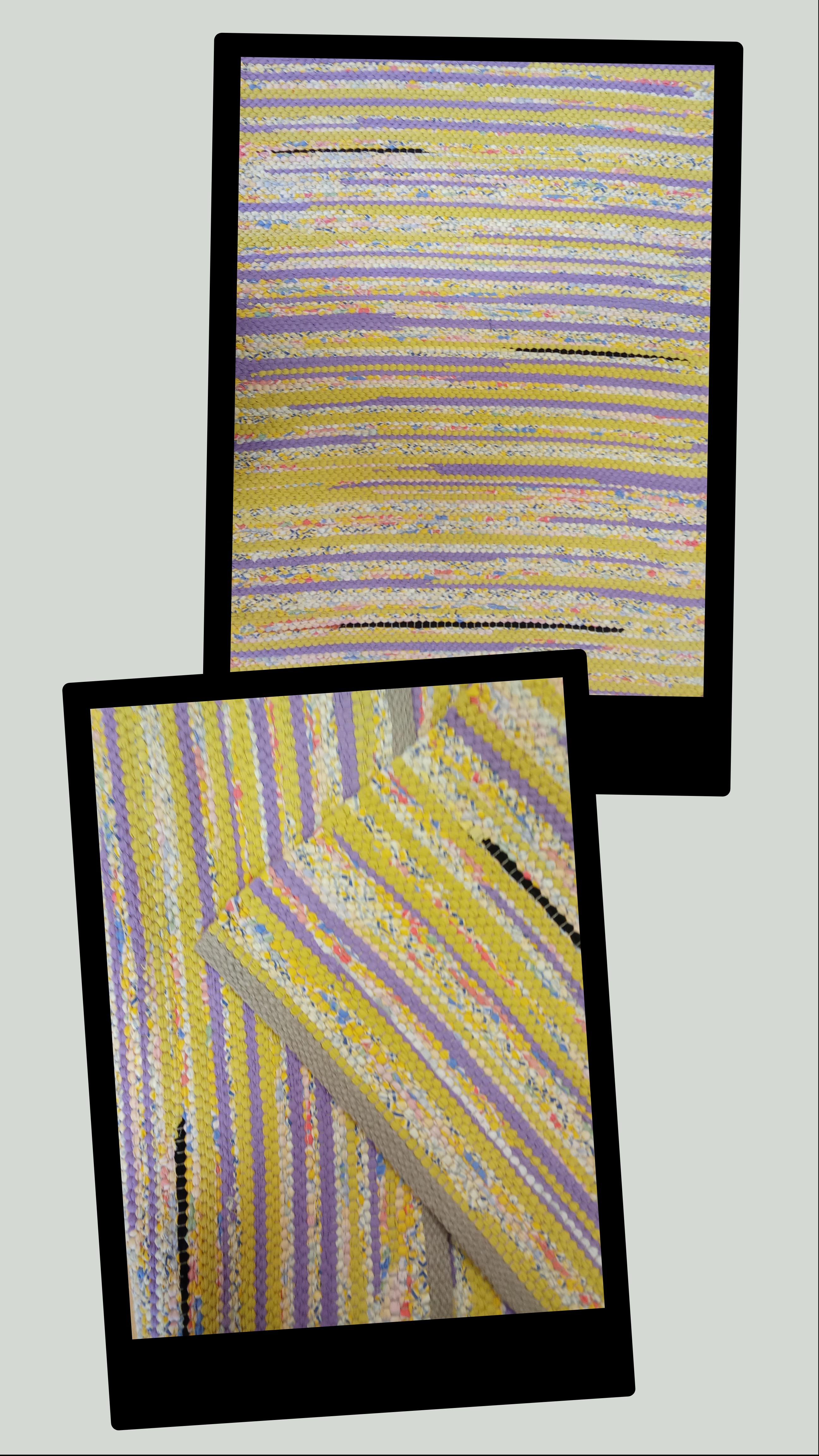 Teppich Nr. 121/26 in recyclete Baumwolle, Farbe gemischt Zitronengelb und Viola