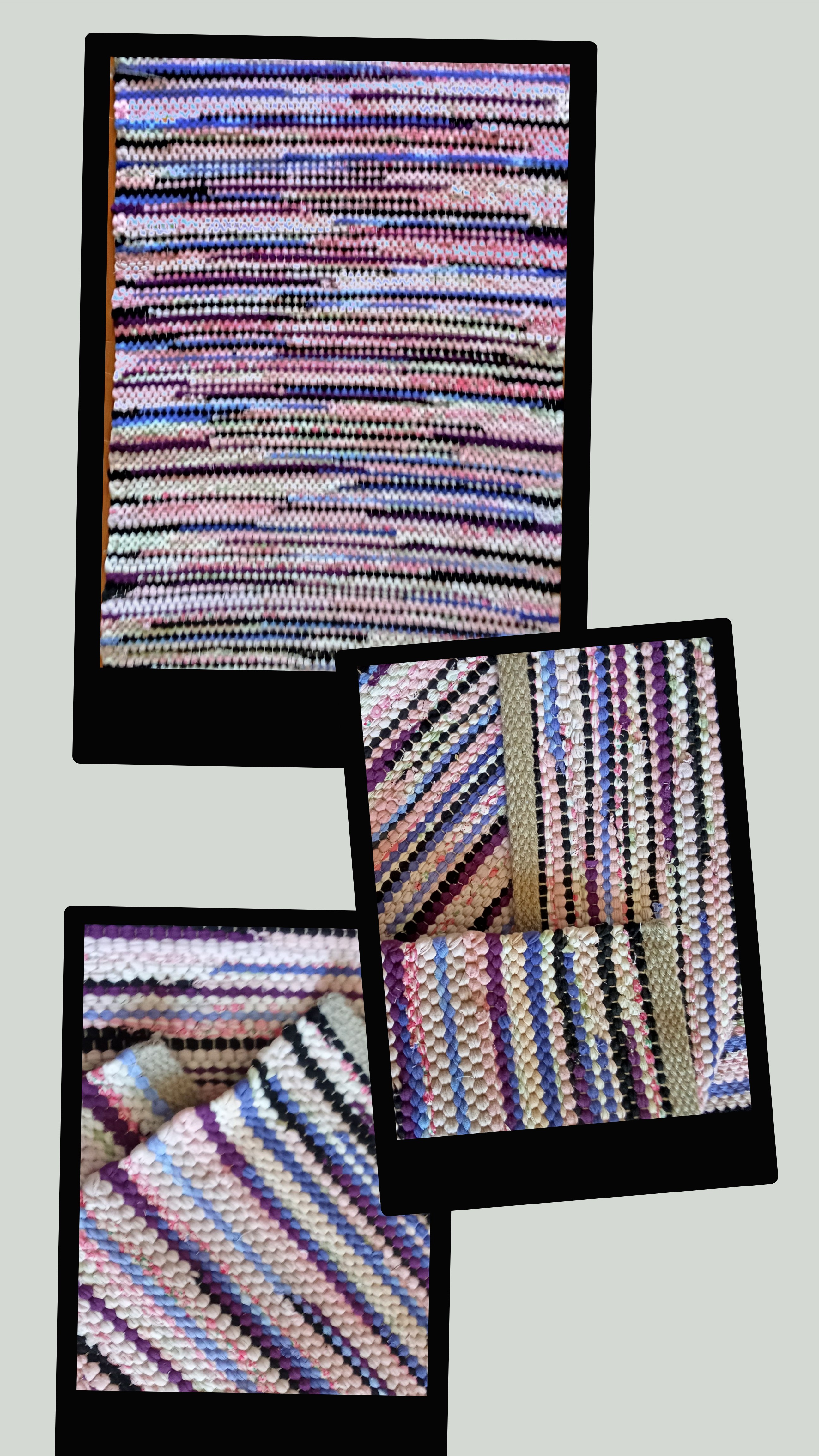 Teppich Nr. 40/26 in recyclete Baumwolle, Farbe gemischt Rosa, Viola und Schwarz