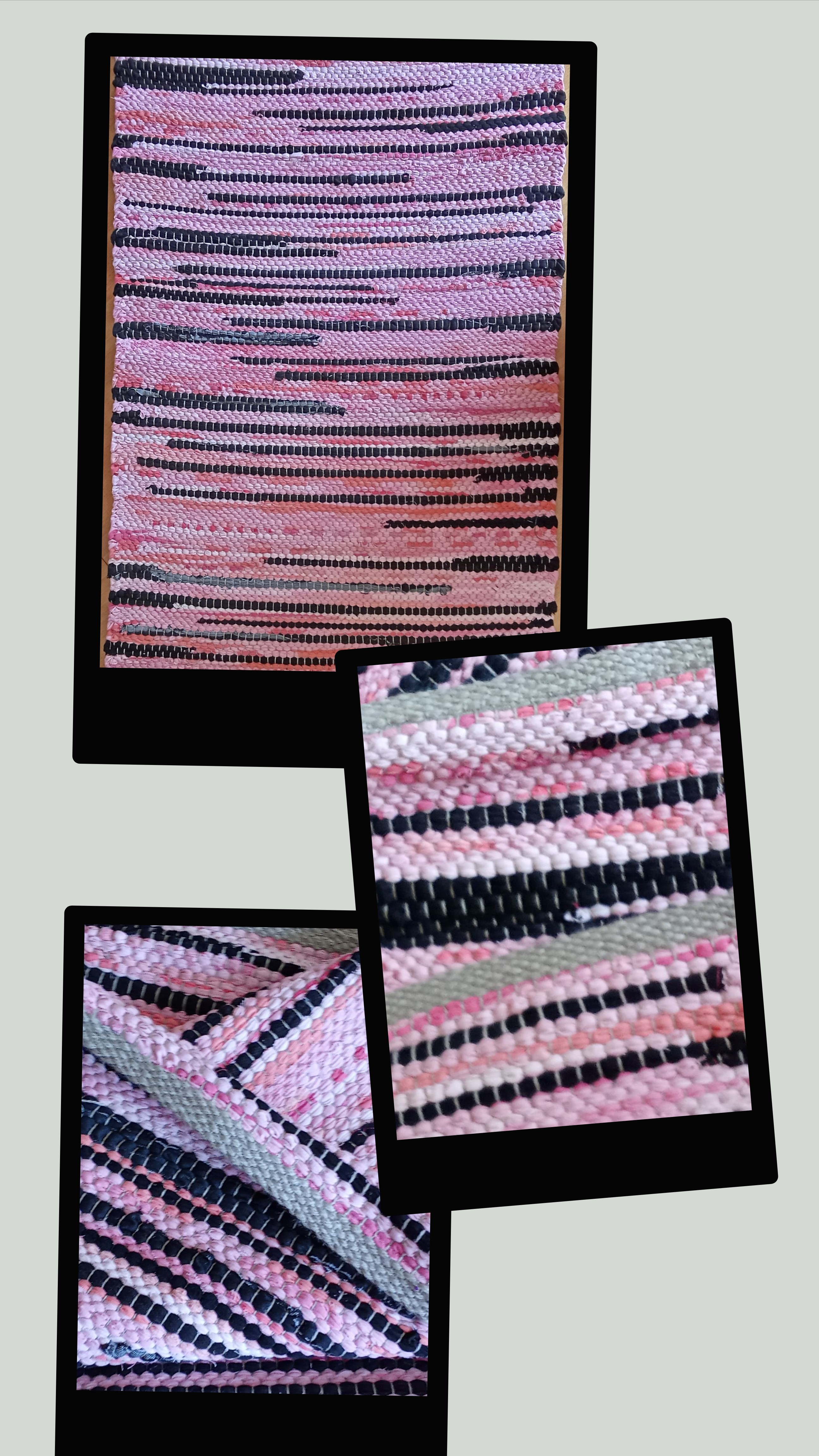 Teppich Nr. 49/26 in recyclete Baumwolle, Farbe  Rosa und Schwarz