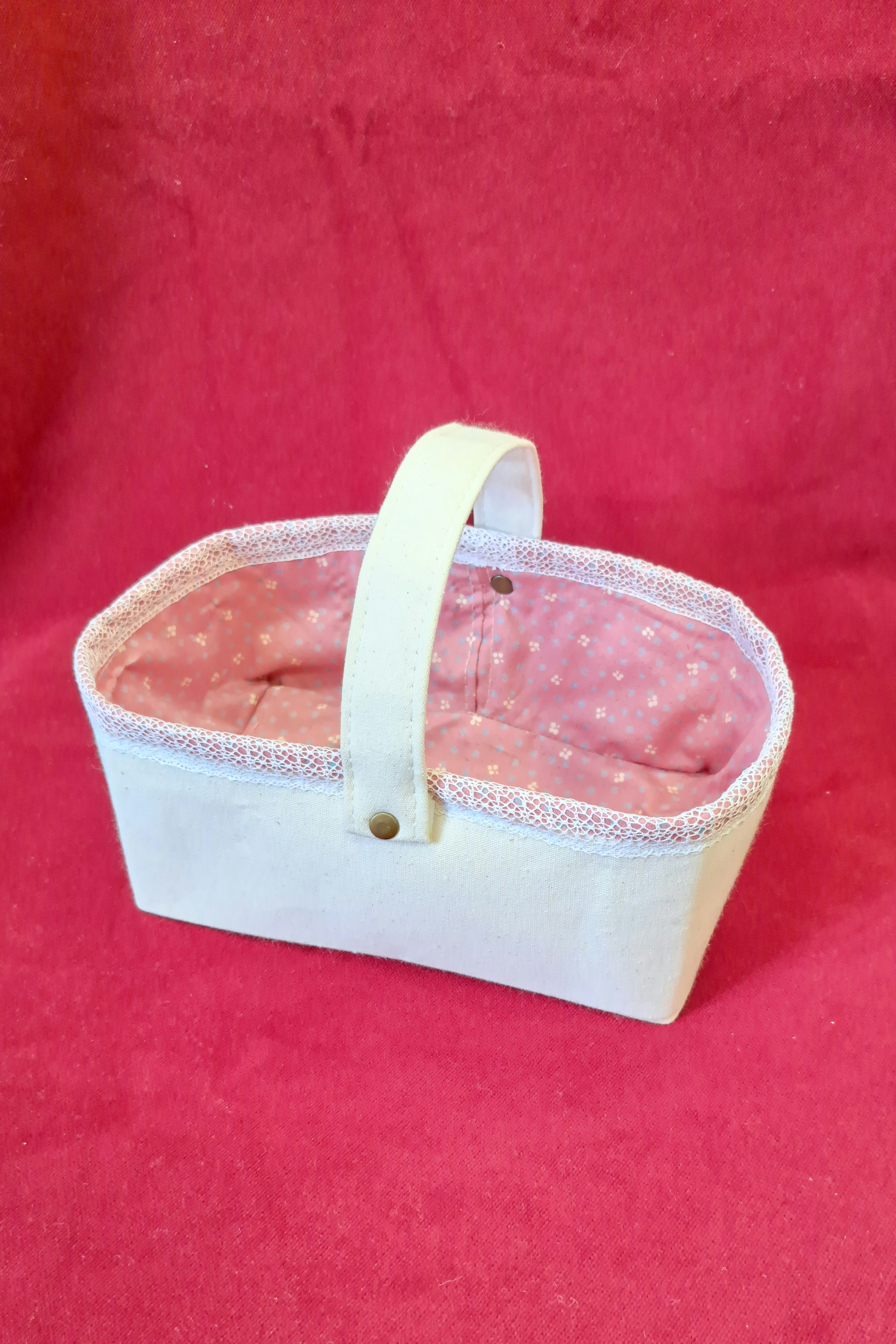 Korbchen "ROSINA" Nr. 129/25 in recyclete Canvas-Baumwolle, Farbe hellbeige