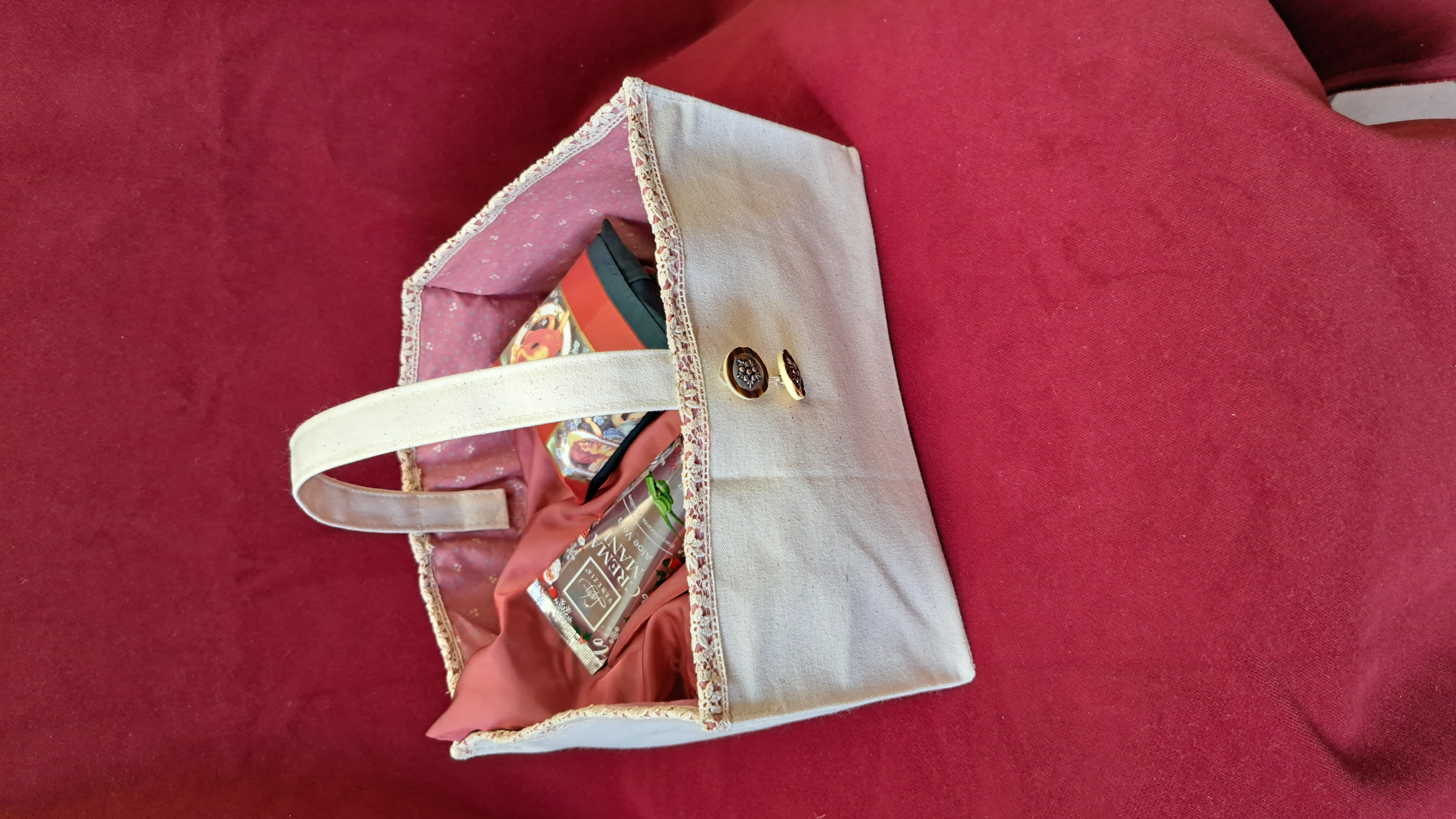 Korb "ROSY" Nr. 130/25 in recyclete Canvas-Baumwolle, Farbe hellbeige